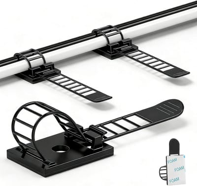 Kabelbinders, zelfklevende kabelclips, kabelmanagement, kabelhouder voor bureau, 50 stuks, zwart