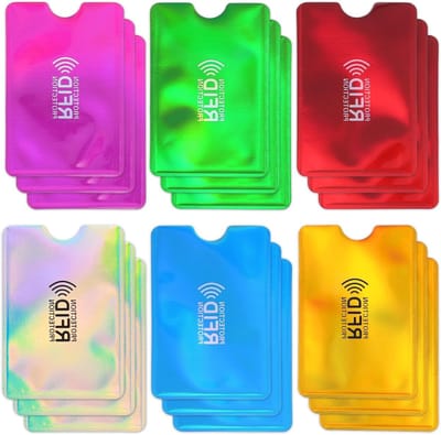 Set van 18 RFID Blokkerende Kaartbeschermers, Kleurrijke Kaarthoezen, Bescherming voor Creditcards en Identiteitskaarten