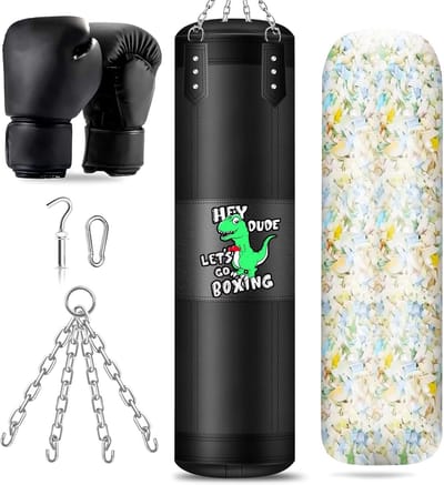 Dailygoods - Bokszak voor kinderen, hangend, zwaarder, met bokshandschoenen voor kinderen