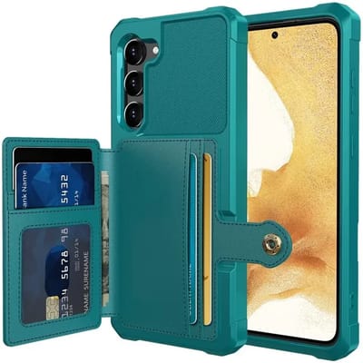 Portemonnee Hoesje Geschikt voor de Samsung Galaxy S23 Plus - Back Cover met Pasjeshouder - Telefoonhoesje voor Pinpas - Kaarthouder op Achterkant - Case met Magneet voor Auto Houder Groen