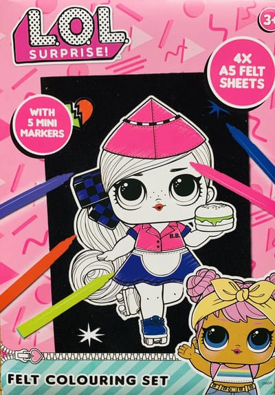 L.O.L. Surprise! velvet kleurplaten - Met 5 mini stiften - LOL SURPRISE - L.O.L. Surprise OMG - Knutselen meisjes - lol - Kleurboek - Meisje met hoed