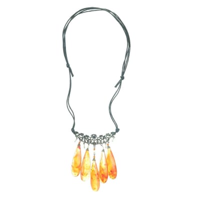 Behave® Ketting zwart met oranje hangers – 60 cm verstelbaar