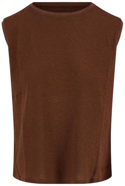 Zusss Top Singlet Met Lurex Boord 0304 0077 Brown Dames Maat - XS
