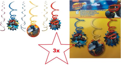 Blaze en de Monsterwielen - Hangdecoratie - Slingers - Plafonddecoratie - Swirls - Kinderfeest - Versiering - 18 Delig