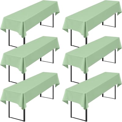 Showgeous 6-pack premium biertafeltafelkleed universeel voor 50 cm en 70 cm biertafelhoezen 100x250 cm polyester rechthoekige tafelkleden (salie groen)
