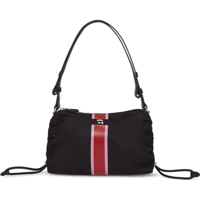 Karl Lagerfeld Ikon Nylon Stripe Small Shoulder Bag Drawsting Black Taglia: OS | Borse a mano Outlet | Donna | Nero