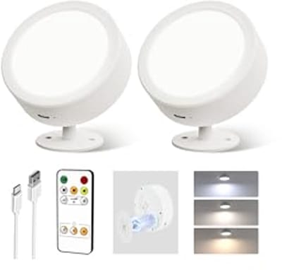 Draadloze Wandlamp met 5500 mAh Batterij en Afstandsbediening - Dimbare LED Wandlamp met 3 Kleurmodi voor Woonkamer, Slaapkamer en Kinderkamer (Set van 2)