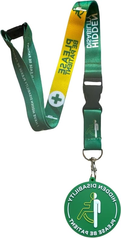 Verborgen Handicap Lanyard - Geduld Tag - Bewustzijn Creëren - 3D Visueel Ontwerp - 25 cm - Groen