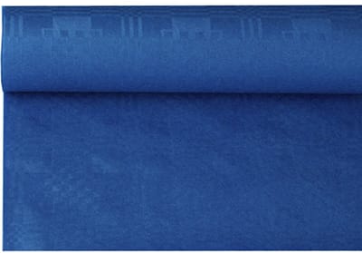 12x Tafelkleed papier met damastprint 6 m x 12 m donkerblauw