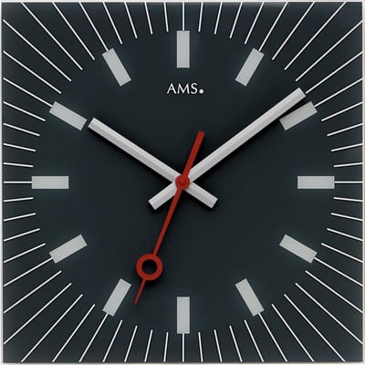 AMS 9575 Wandklok vierkant 35 x 35 cm antracietkleurig