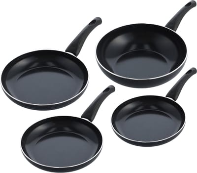 BK Brilliant 4-delige Koekenpannenset - koekenpannen 20/24/28cm + Wokpan 28cm - PFAS-vrije antikleeflaag - Geschikt voor inductie - Keramische pannen - Koudgrepen - Ovenbestendig - Vaatwasserbestendig - Zwart