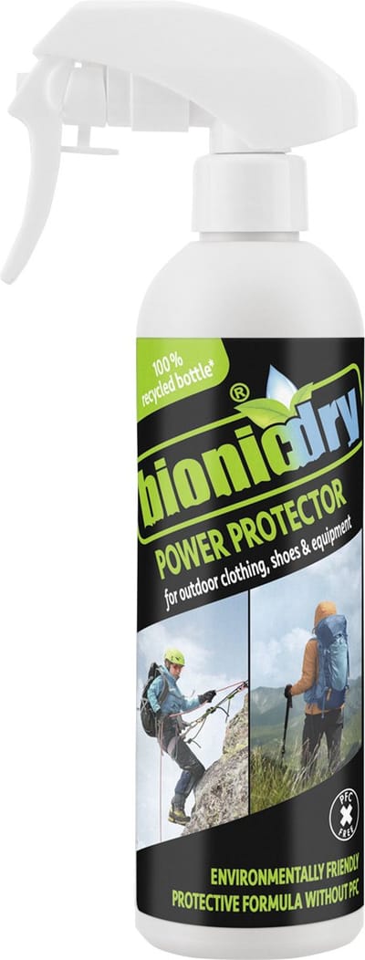 bionicdry Power Protector impregneerstray voor alle typen materiaal, kleding, schoenen, fietstassen, tenten