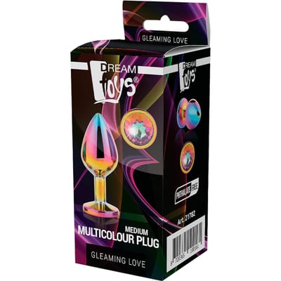 Dream Toys - Aluminium anaalplug met siersteen Medium Gleaming Love - Multi color