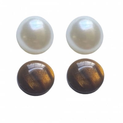2 paar-Allergievrij-Oorbellen-Tijgeroog-Synthetische Parel- Charme Bijoux