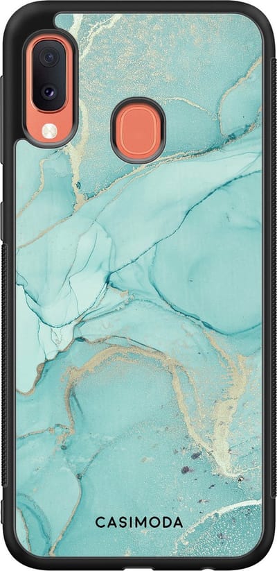 Casimoda® hoesje - Geschikt voor Samsung Galaxy A20e - Marmer mint groen - Zwart TPU Backcover - Marmer - Mint