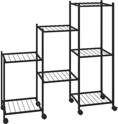 Flower Stand with Wheels 83x25x83.5 cm Black Iron