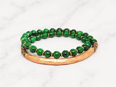 Mei's - Tibetan Coppery Jade - armband dames - koper groen - polsmaat 16 cm