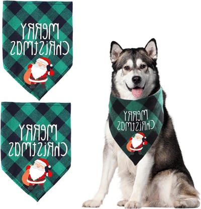 Allecto - Stuks Kerstbandana's voor Honden en Katten - Verstelbare Pet Scarf in Groen