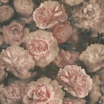 Bloemen behang Profhome 374022-GU vliesbehang licht gestructureerd met bloemen patroon mat roze rood zwart 5,33 m2