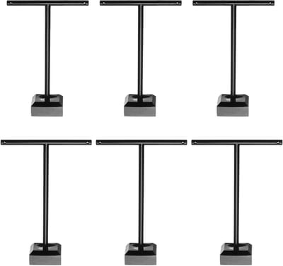 Oorbelstandaard T-bar, 6 stuks, oorbelorganizer en opbergstandaard voor sieraden, zwart, ideaal voor fotografie-accessoires en armbanden