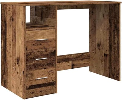 Modern Computerbureau - Schrijftafel Werktafel - Thuiswerken Studeren - Met Lades Opbergruimte - 102 x 50 cm - Oud hout