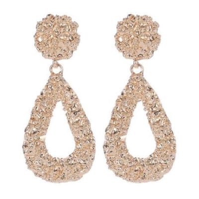 Fako Bijoux® - Druppel Oorbellen - Oorhangers - Metal Drop-ish - Sparkle - 25x58mm - Goudkleurig