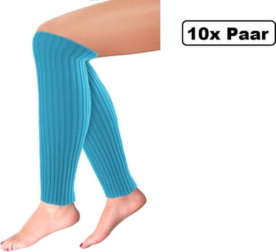 10x Paar Beenwarmers Milano turquoise - Thema feest party disco festival partyfeest optocht