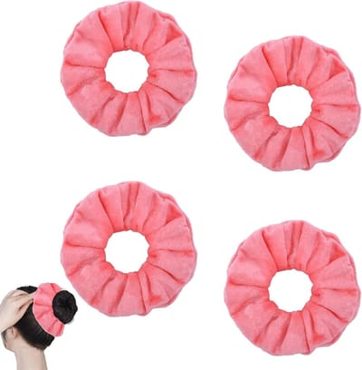 Zachte en Elastische Scrunchies in Roze Velvet - 4 Stuks Haaraccessoires voor Lang en Dik Haar, Ponytail Holders en Haarbanden