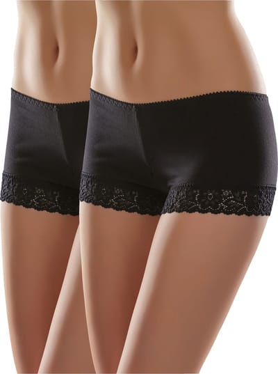 Merry Style Dames Boxershort Onderbroek - Katoen - Regular Taille - 2-Pack - MS-GAB-55-Boxer-2P - Zwart (2Pack) - XL