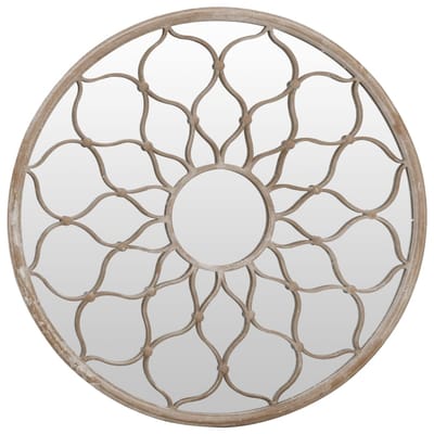 vidaXL - Spiegel - rond - 60x3 - cm - ijzer - zandkleurig