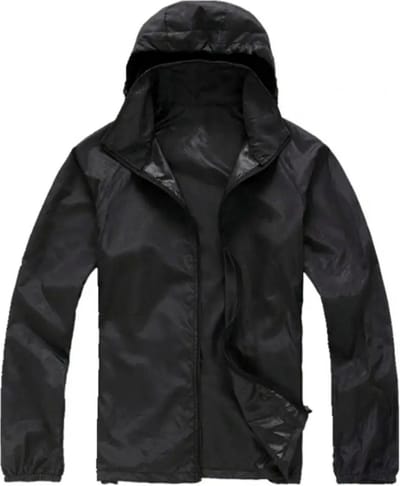 Regenjas - Maat M - Windstopper Windjack - Jas Opvouwbaar - Waterafstotend - Outdoor - Beschermend Jas - Zwart - LOUZIR