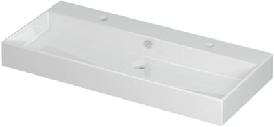 INK Unlimited Wastafel Porselein met 2 Kraangaten - 1000x450x110 mm - Glans Wit