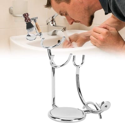 Dailygoods- Scheerstandaard Roestvrij Staal - Scheermes Houder - Scheerkwast Houder - Scheerset Mannen - Badkamerdecoratie - Duurzaam Ontwerp