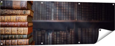 Gards Tuinposter Oude Historische Boeken - Retro - 150x50 cm - Tuindoek - Tuindecoratie - Wanddecoratie buiten - Tuinschilderij