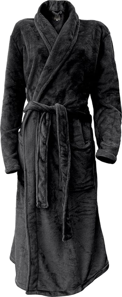 LINNICK Flanel Fleece Uni Badjas - Black - S - Badjas Dames - Badjas Heren