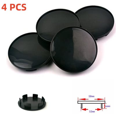 58 mm / 53 mm zwart ABS autowielnaafdoppen decoratieve hoes set van 4