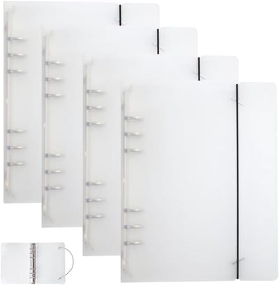Navulbare A5 Ringband 4 Stuks - Hardplastic Notitieboek met 6-Ringen