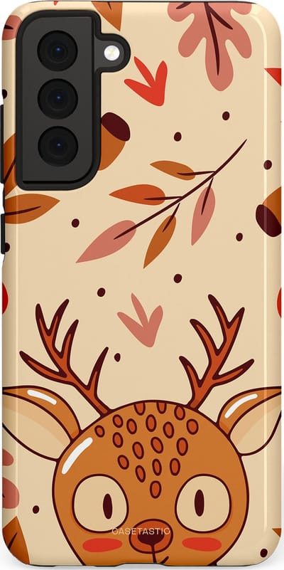 Casetastic hoesje geschikt voor Samsung Galaxy S21 FE 5G - Dubbellaagse bescherming - Hert in de herfst - Fashion Case - Zand Terracotta Rood