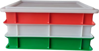 3 x Deegkrat - Pizza deegbakken 40x30x7cm Tricolore met 1 wit deksel