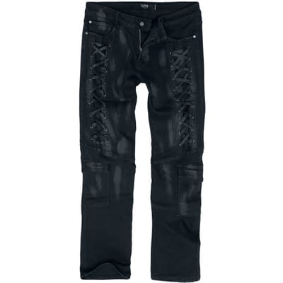 Black Premium by EMP Zwarte slim cargo jeans met vetersluiting - Heren - W30L32