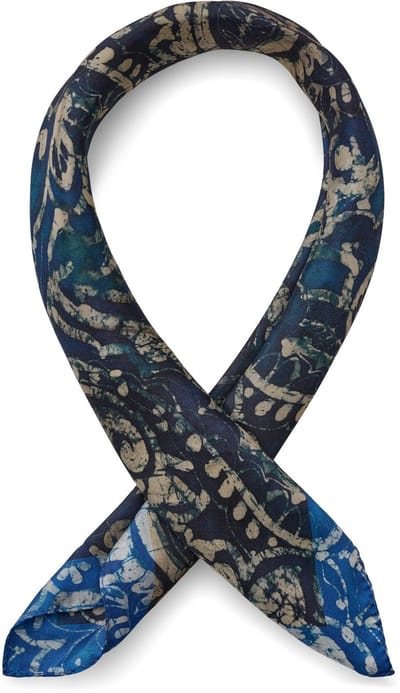 Virtuo | Donkerblauwe zijden halsdoek met paisleymotief
