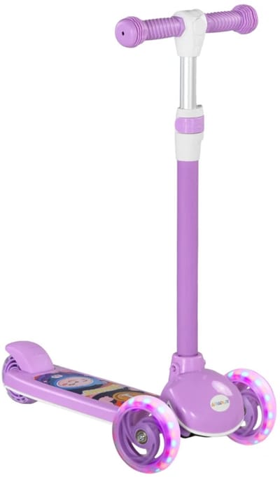 Kinderstep - Kinderstepjes met LED-wielen - Opvouwbaar Step - Stadsstep - Stuurhoogte: 63-76 cm - Speelgoed Jongens/Meisjes 2-6 jaar - Draagkracht tot 25 kg - Paars