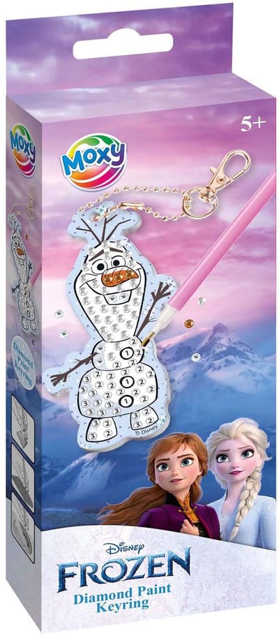 Disney Frozen Olaf - knutselset Diamond Paining Sleutelhanger maken - Moxy creatief speelgoed meisjes en jongens vanaf 5 jaar - deco