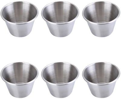 Dailygoods- Sausbekers 6-delige set - Roestvrij staal - 70 ml - Hitte- en koudebestendig - Dipschaaltjes klein - Ideaal voor sauzen