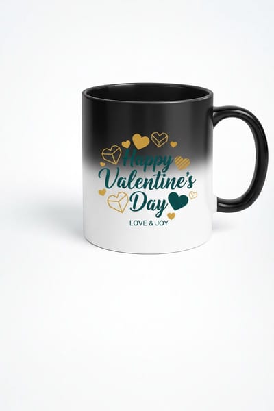 Magische Valentijnsdag Mok - Warmtegevoelig Black Magic Mug met 'Happy Valentine's Day