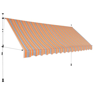 vidaXL - Luifel - handmatig - uittrekbaar - 400 - cm - geel - en - blauwe - strepen