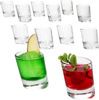 Set van 12 PISA borrelglaasjes van schuin glas - 11006520S