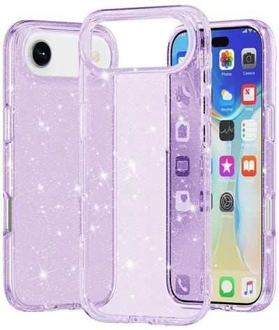 Coverup Hoesje - Geschikt voor iPhone Air Hoesje - Coverup Glitter TPU Back Cover - Paars