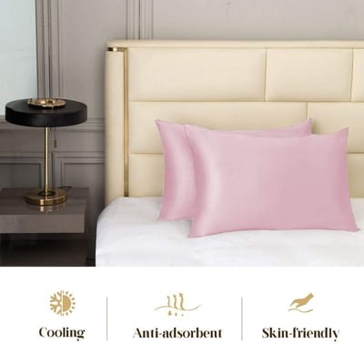 Famanu - Zijden kussensloop 40x60 cm roze, 19 momme tweezijdig 600 TC, verborgen rits, luxe bescherming voor haar en huid