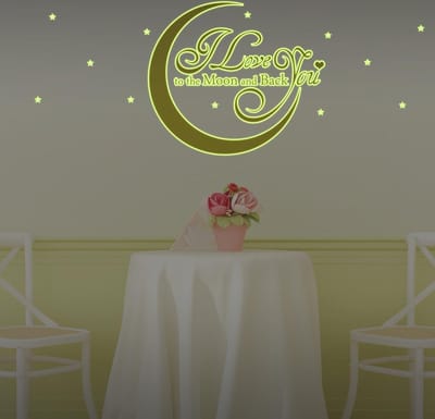 Walplus - Muursticker - Glow in the Dark Love You Quote Gouden Maan - Geel